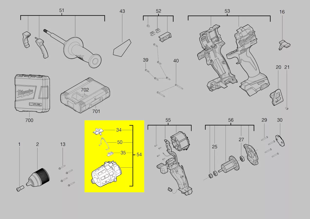 boîte de transmission 2 vitesses réf. 4931466002 Milwaukee